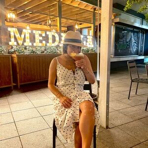 White Polka Dot Dress with Hat